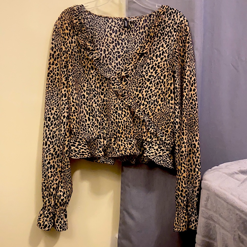 H&M cheetah print blouse